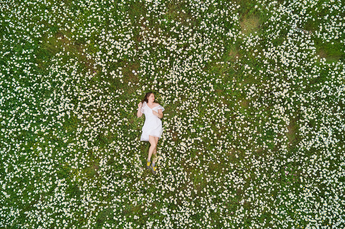 Aerial drone coverage of a Colorado outdoor event with mountain scenery