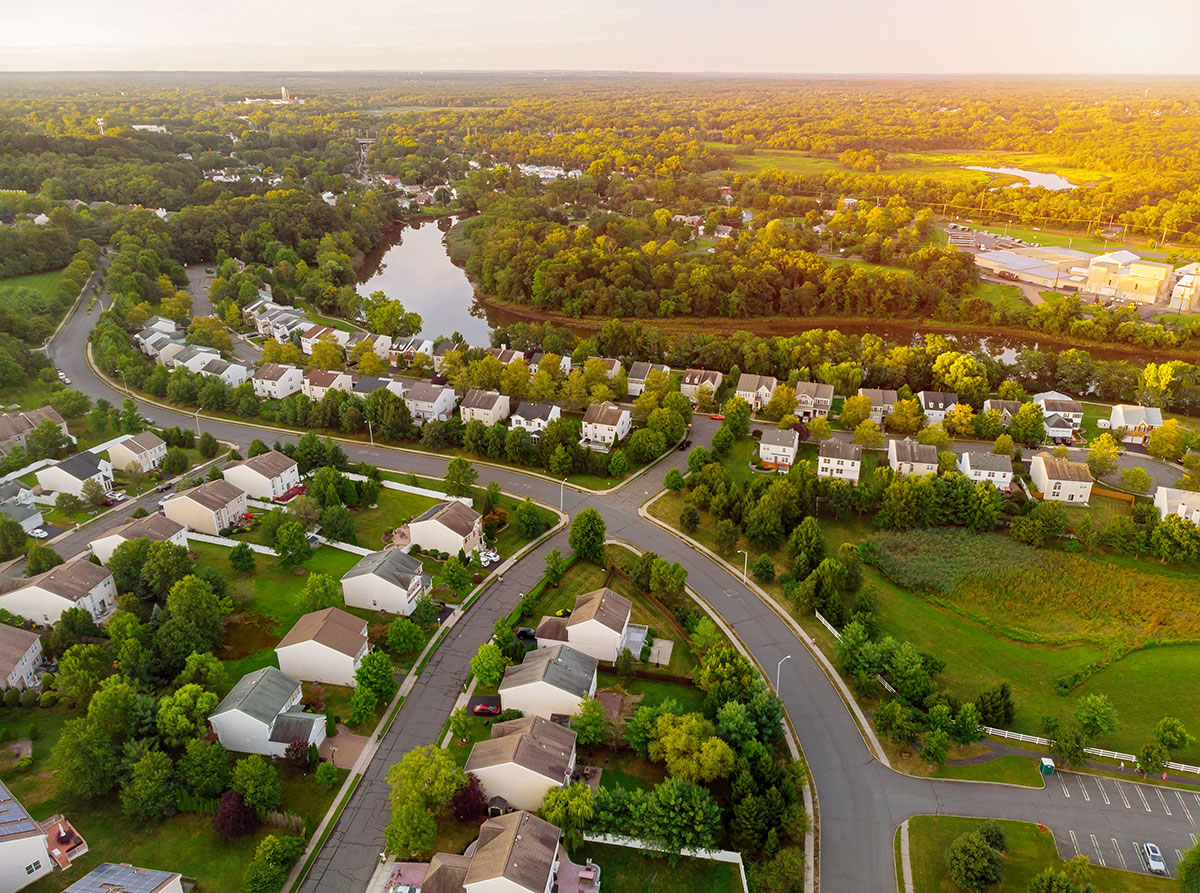 Aerial drone photograph of a Colorado luxury real estate property at golden hour